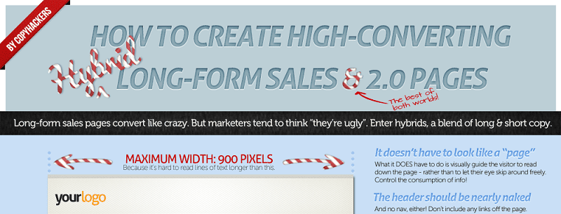 Preview of the Copy Hackers "hybrid sales pages" poster...
