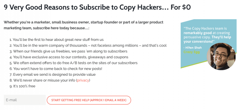 Sign up for Copy Hackers