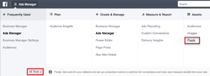 Screenshot of FB ads manager