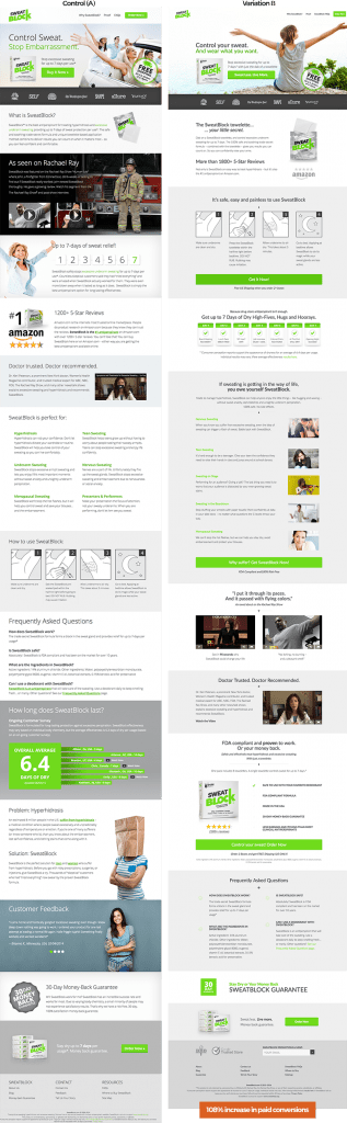 Copy Hackers copy for Sweatblock - winner and control