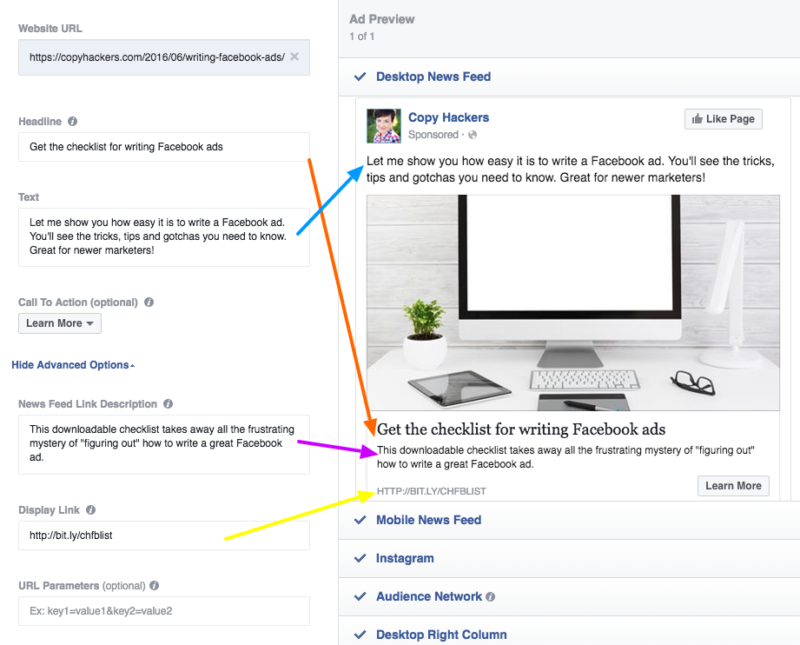 Our FB copy in an ad