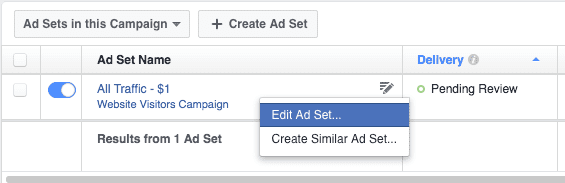 Set your Facebook bid