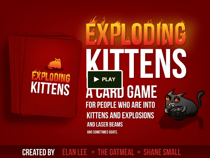 Exploding Kittens thumbnail for their Kickstarter video
