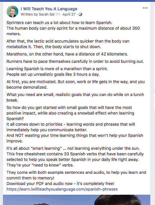 Facebook ad copy storytelling